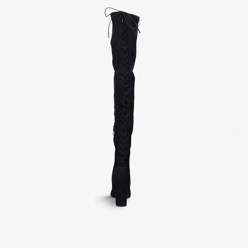 NEW CARVELA Black Second Skin wide-fit faux-leather over-the-knee boots sz 38.5